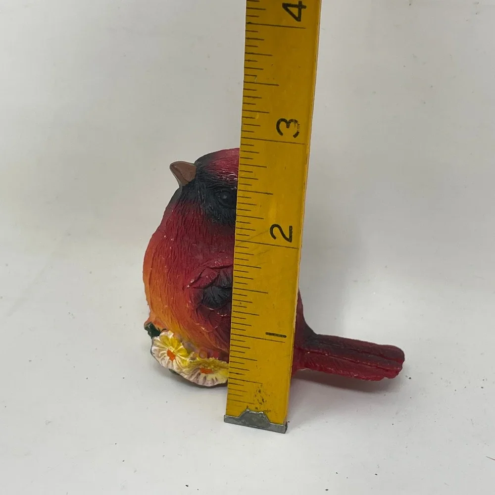 Red Cardinal Bird Rim Hangers Flower Pot Sitters Resin Figurine Pair 2.5 Inch